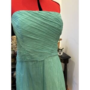 NWTO Monsoon Soft Green Silk Strapless Estelle Maxi Dress Sz 16 ethereal party